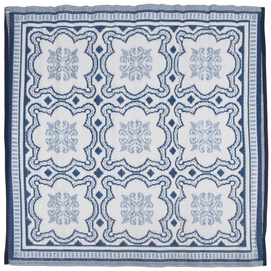 Esschert Design Buitenkleed 151,5 cm blauw en wit OC23