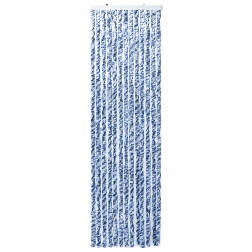vidaXL Vliegengordijn 120x220 cm chenille blauw en wit