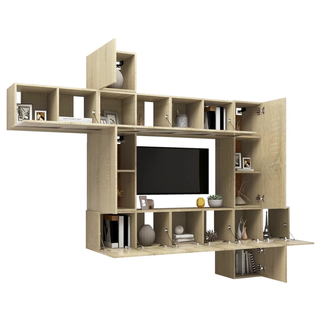 vidaXL 10-delige Tv-meubelset spaanplaat sonoma eikenkleurig
