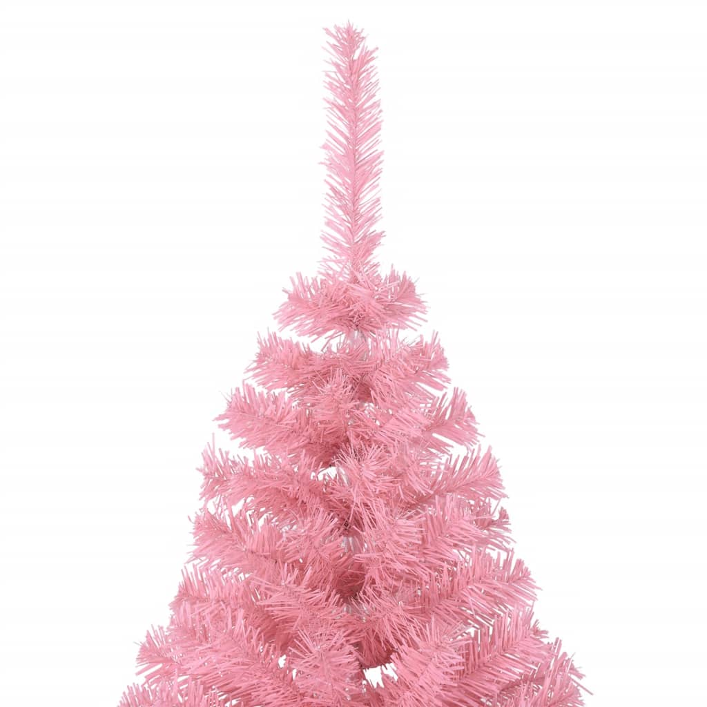 vidaXL Kunstkerstboom met standaard half 240 cm PVC roze