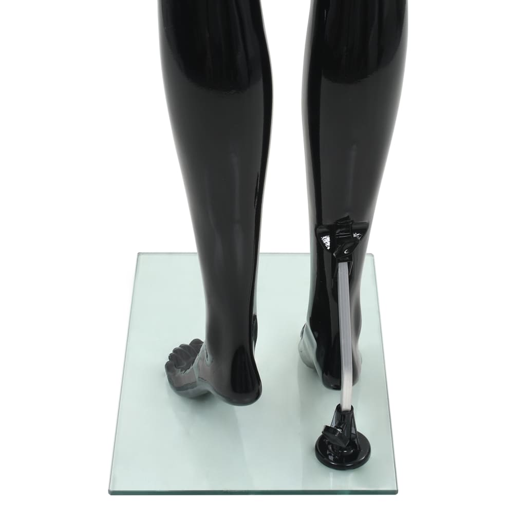 vidaXL Etalagepop vrouwelijk met glazen voet 175 cm glanzend zwart