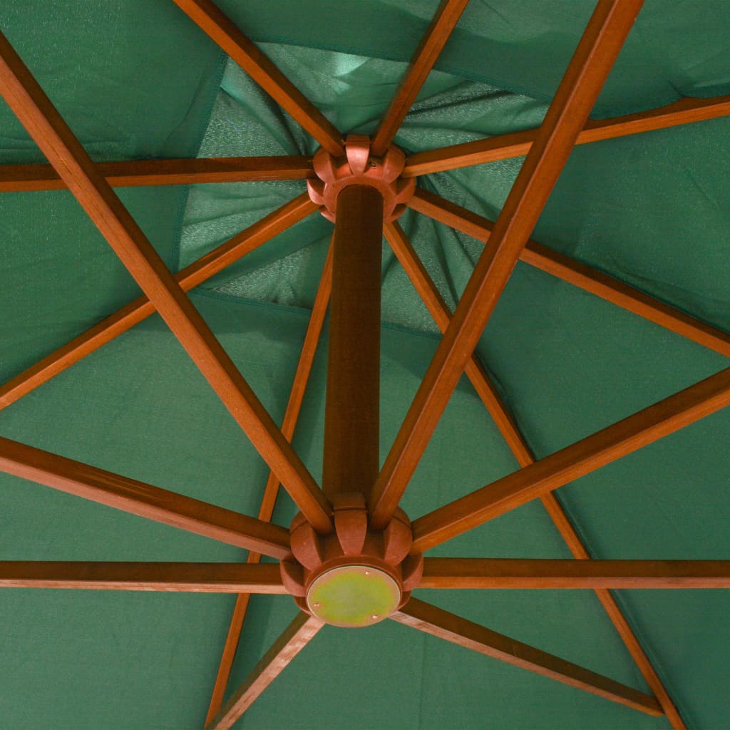 vidaXL Zweefparasol met houten paal 300x300 cm groen