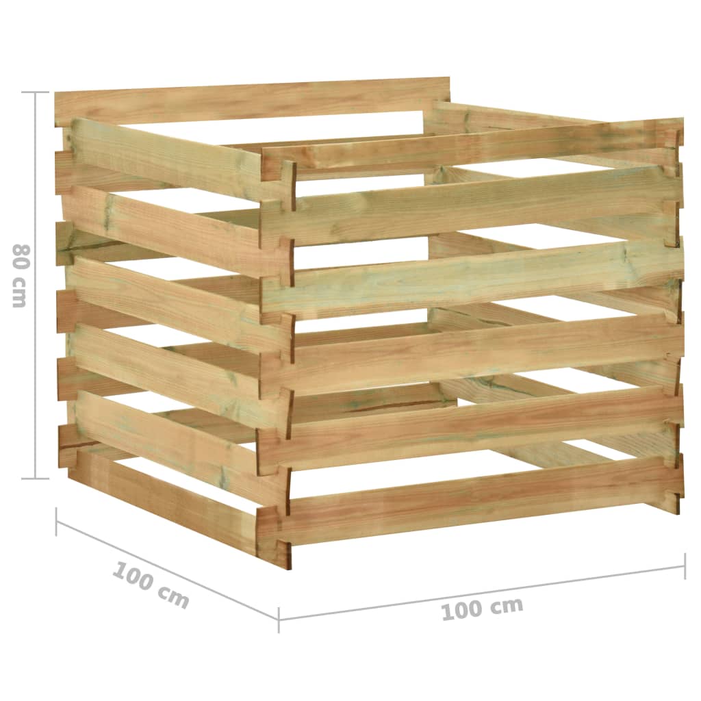 vidaXL Tuincompostbak gelat 100x100x80 cm geïmpregneerd grenenhout