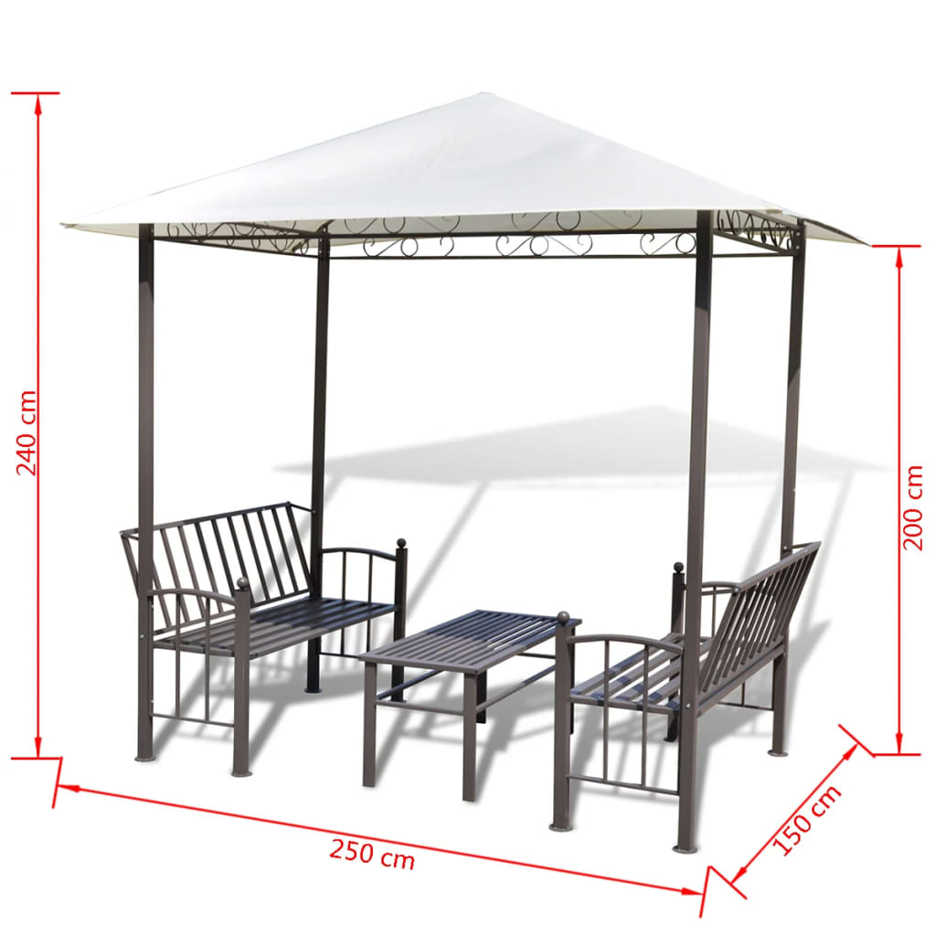 vidaXL Tuinpaviljoen met tafel en bankjes 2,5x1,5x2,4 m