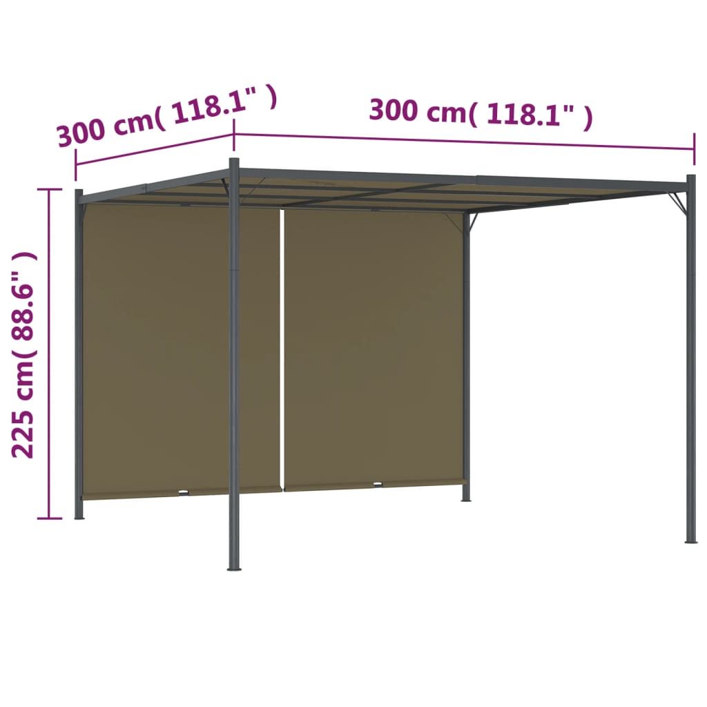 vidaXL Pergola met uittrekbaar dak 180 g/m² 3x3 m taupe