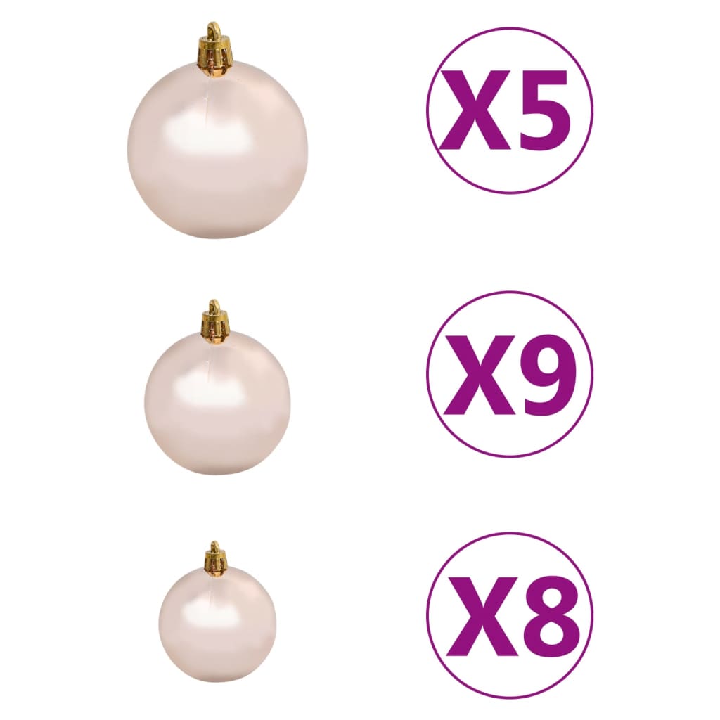 vidaXL Kunstkerstboom met scharnieren 150 LED's en kerstballen 120 cm