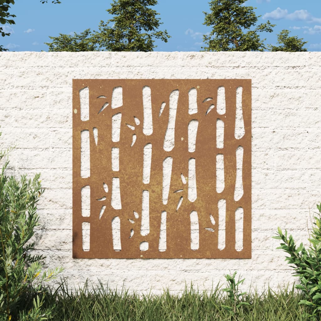 vidaXL Wanddecoratie tuin bamboe-ontwerp 55x55 cm cortenstaal