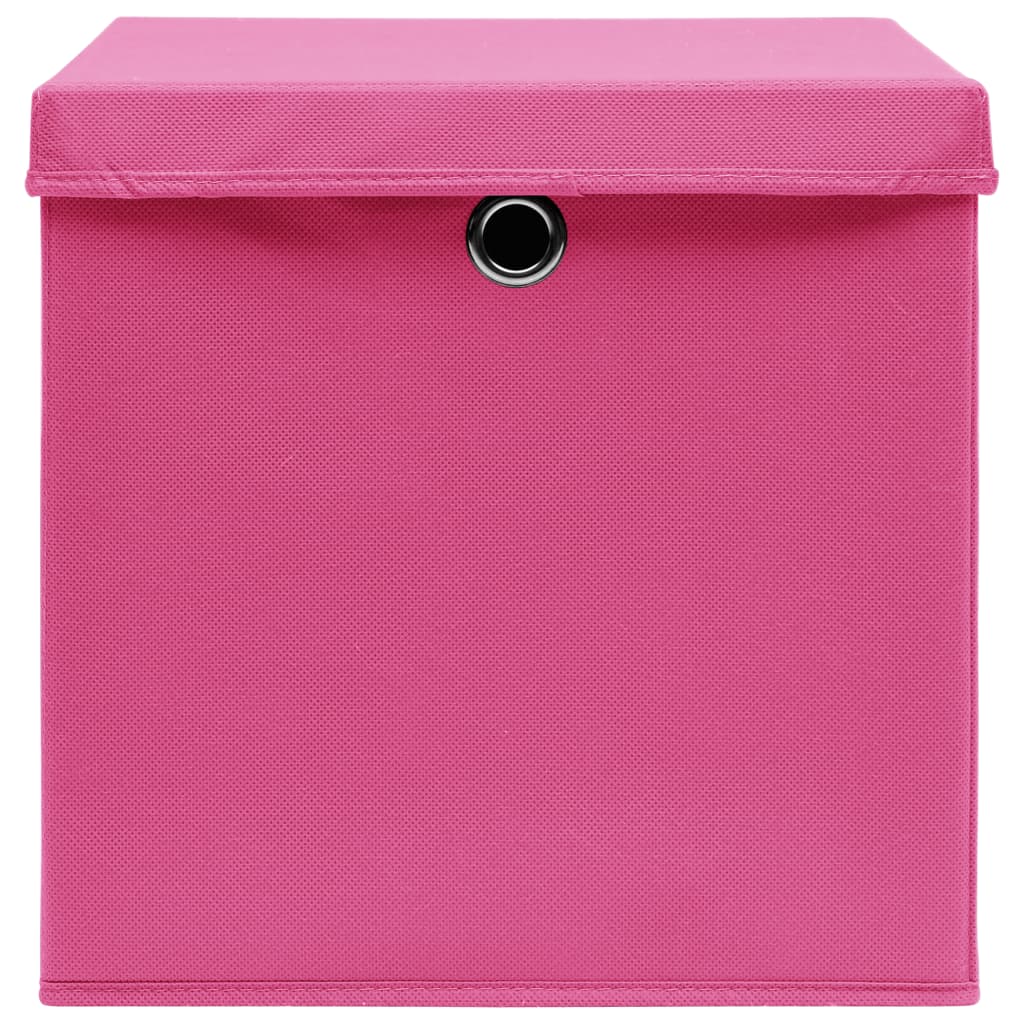 vidaXL Opbergboxen met deksel 4 st 28x28x28 cm roze