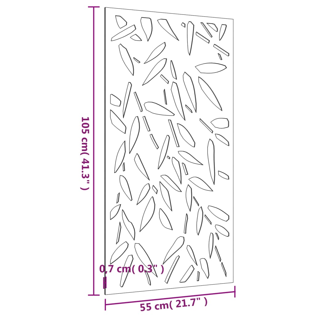 vidaXL Wanddecoratie tuin bamboebladontwerp 105x55 cm cortenstaal