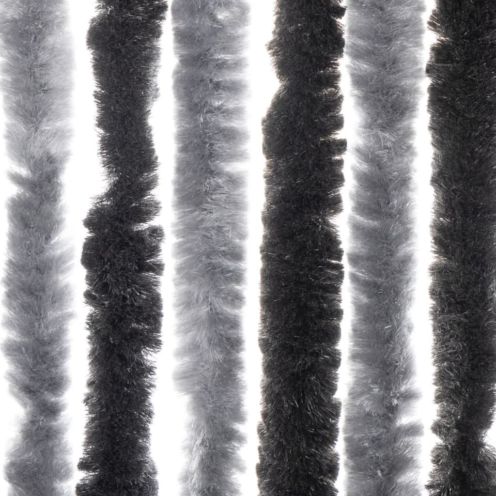 vidaXL Vliegengordijn 100x230 cm chenille grijs en zwart