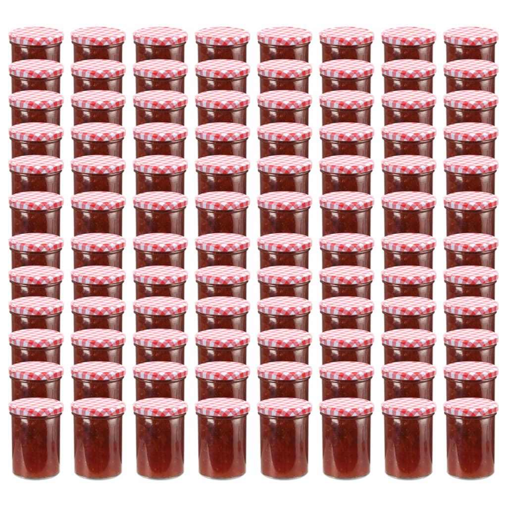vidaXL Jampotten met wit met rode deksels 96 st 400 ml glas