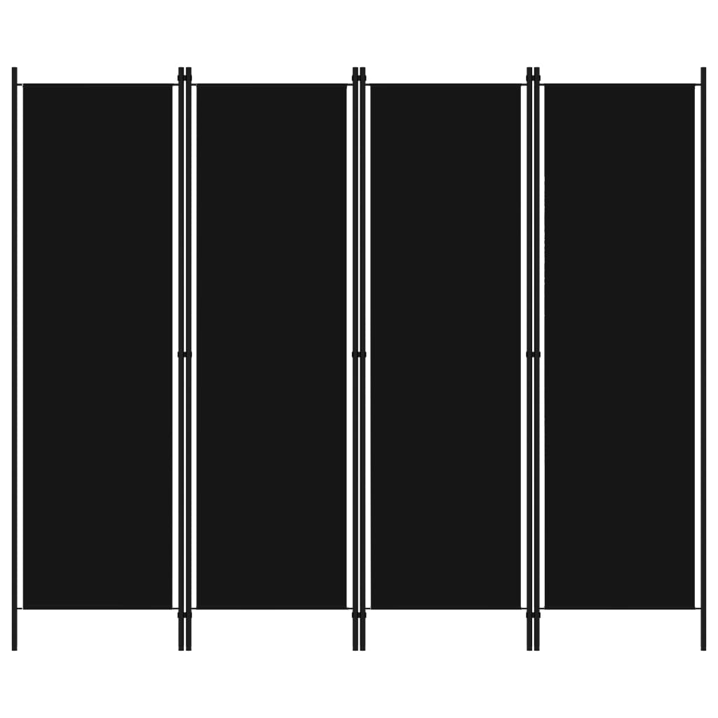 vidaXL Kamerscherm met 4 panelen 200x180 cm zwart