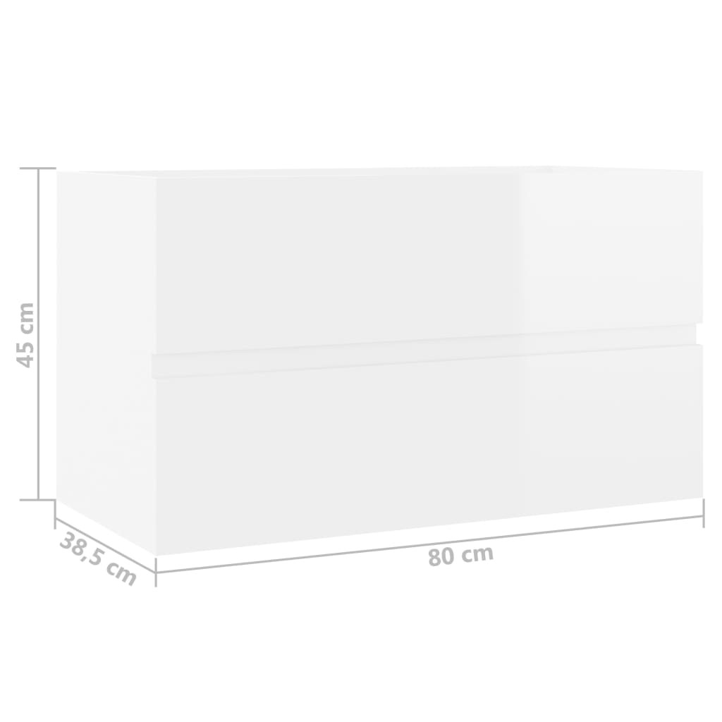 vidaXL Wastafelkast 80x38,5x45 cm spaanplaat hoogglans wit