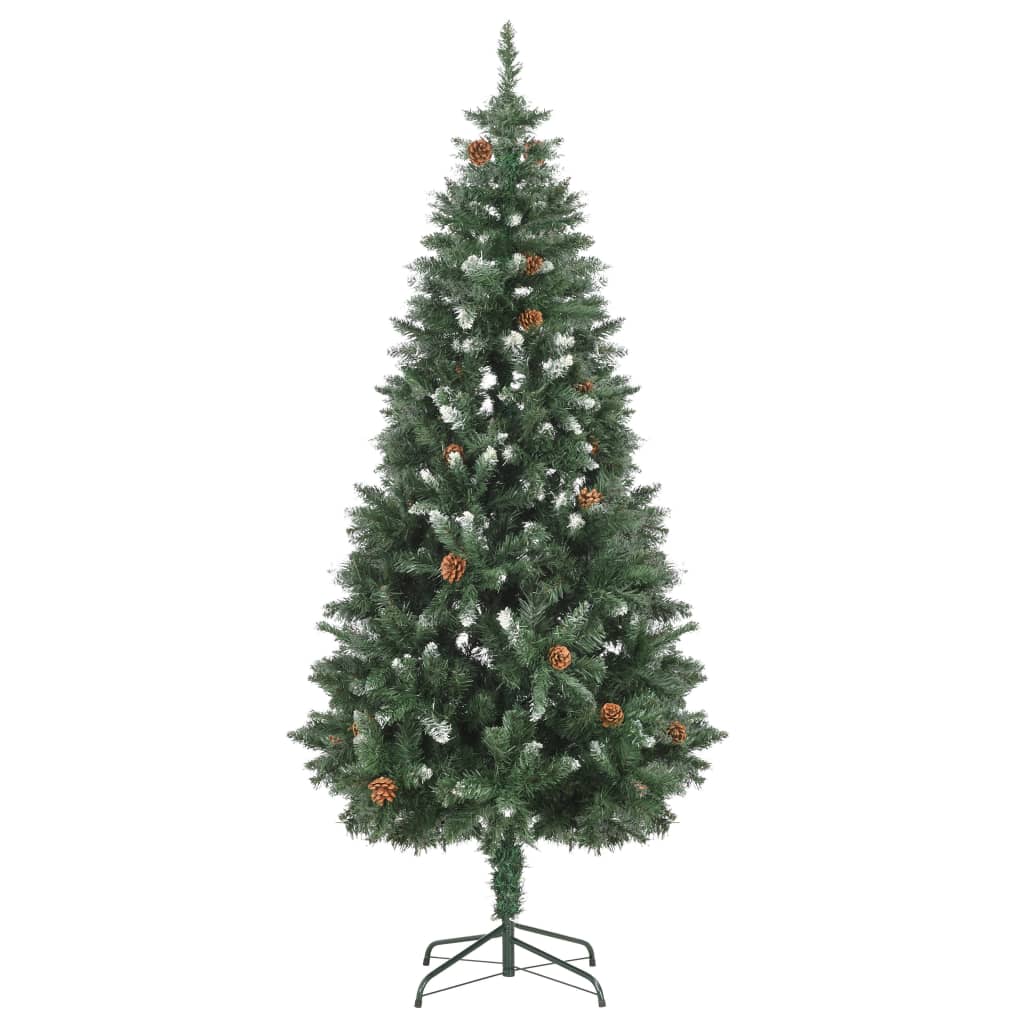 vidaXL Kunstkerstboom met dennenappels en wit glitter 180 cm