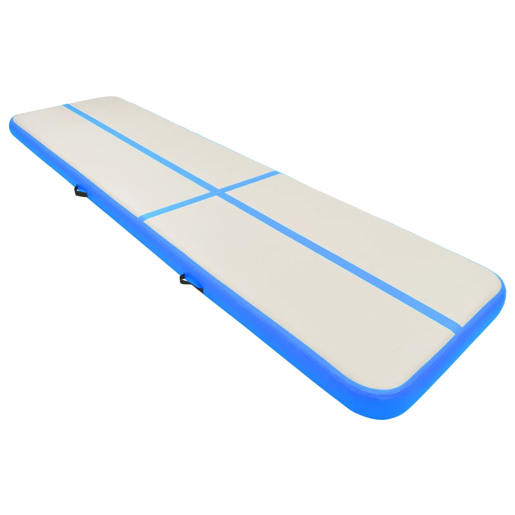 vidaXL Gymnastiekmat met pomp opblaasbaar 800x100x20 cm PVC blauw