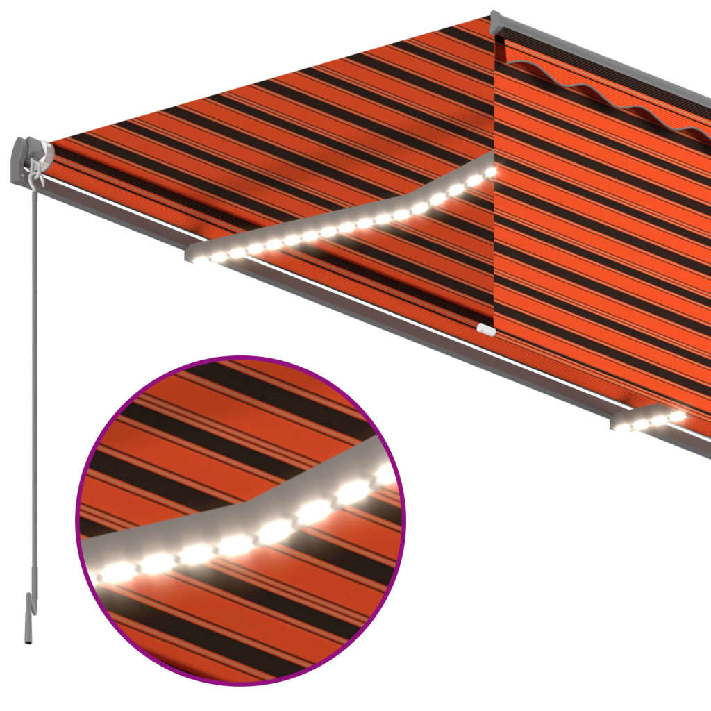 vidaXL Luifel handmatig uittrekbaar rolgordijn LED 4x3 m oranje bruin