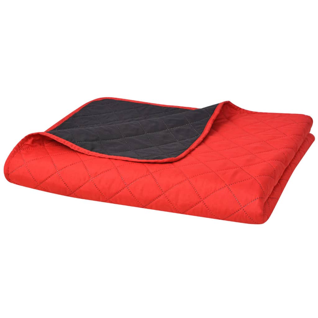 131554 vidaXL Double-sided Quilted Bedspread Red and Black 230x260 cm