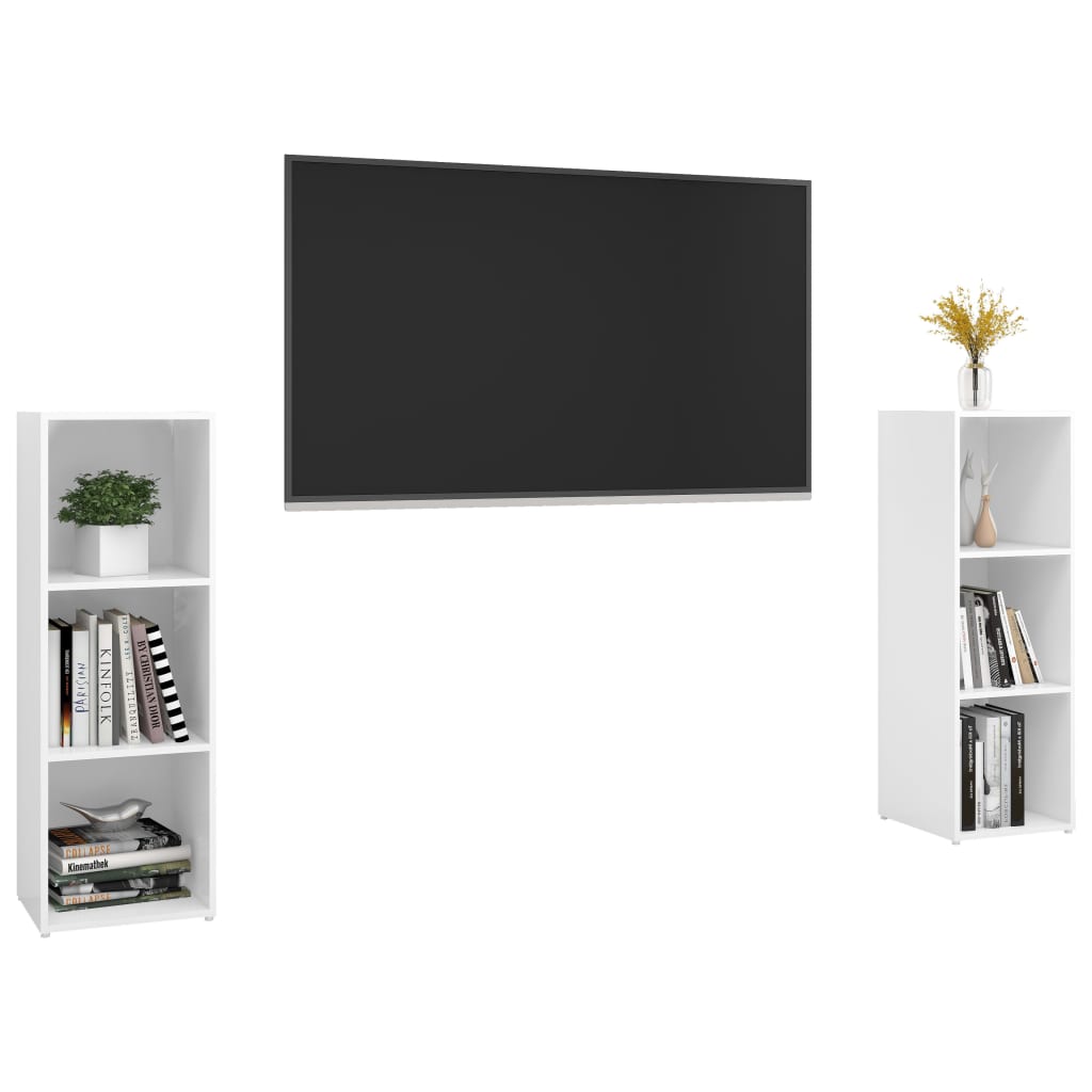 vidaXL Tv-meubelen 2 st 107x35x37 cm spaanplaat hoogglans wit