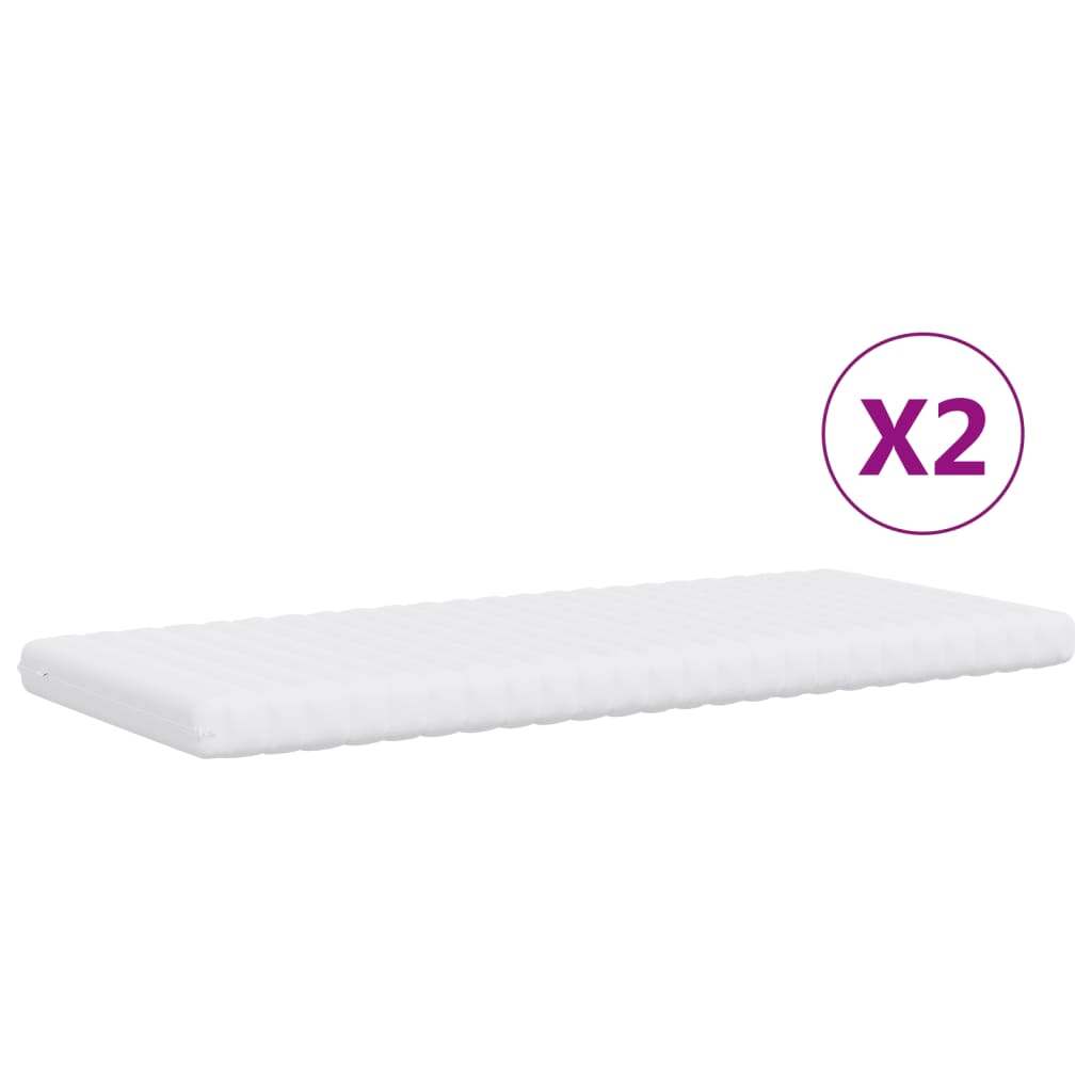 vidaXL Slaapbank met onderschuifbed en matrassen 80x200 cm stof crème
