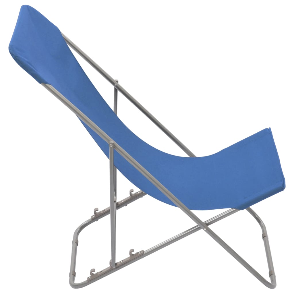 vidaXL Strandstoelen inklapbaar 2 st staal en oxford stof blauw