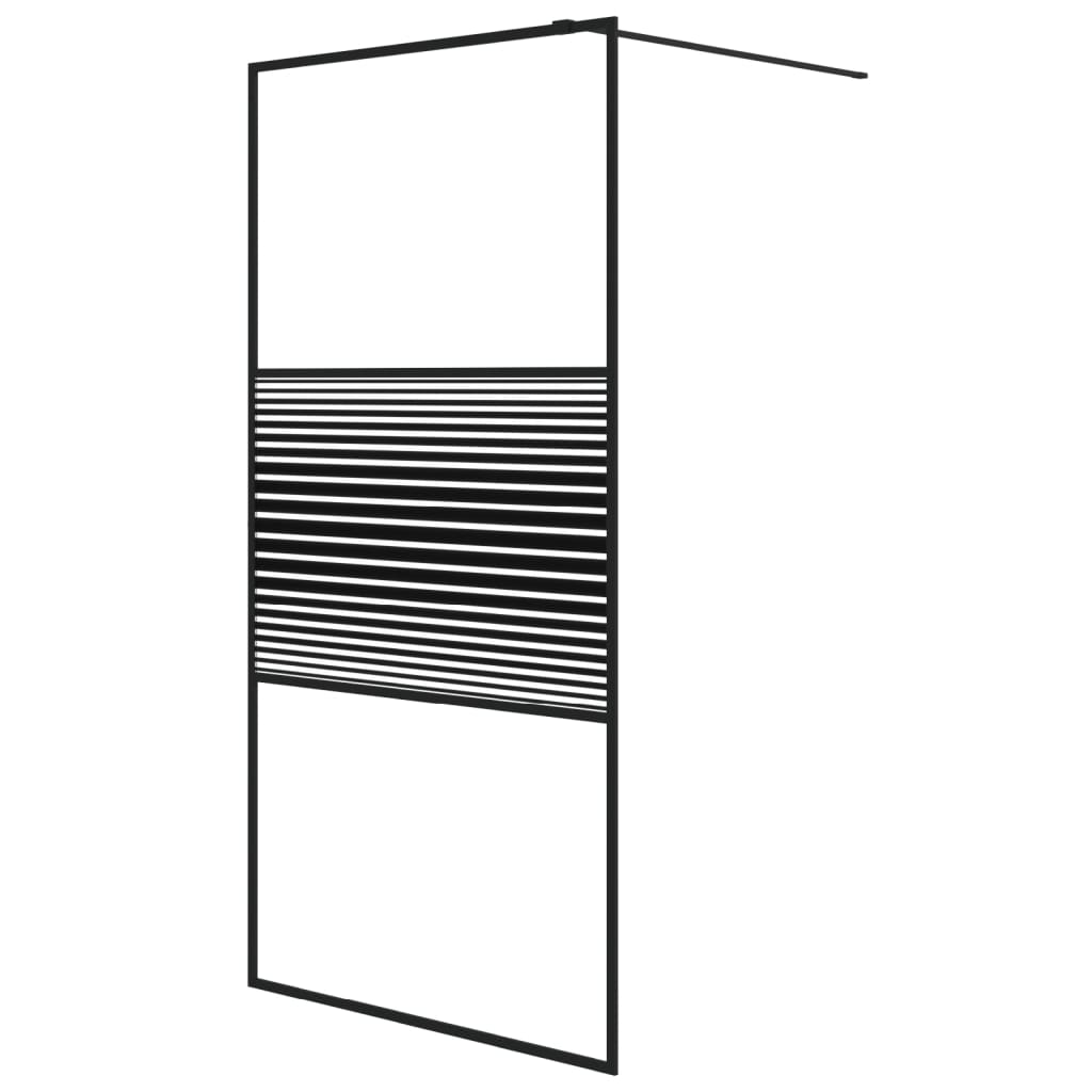 vidaXL Inloopdouchewand 100x195 cm transparant ESG-glas zwart