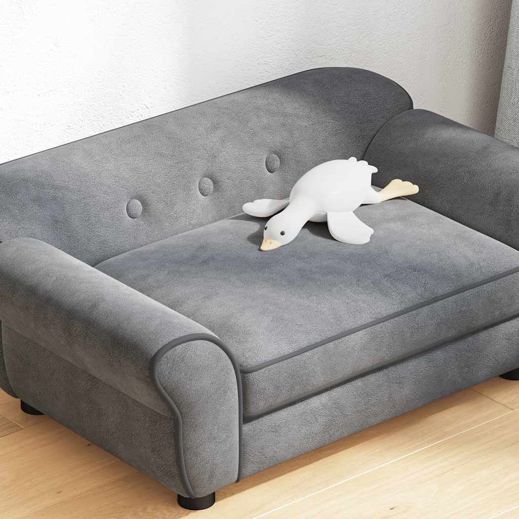 vidaXL Hundekorb Hundesofa Grau 69x49x40 cm Plüsch und Kunstleder