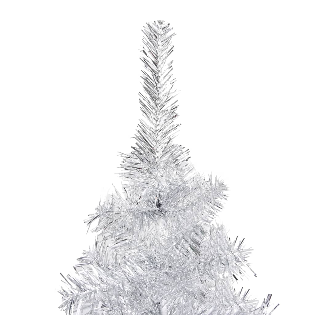 vidaXL Kunstkerstboom met verlichting en kerstballen 180 cm PET zilver