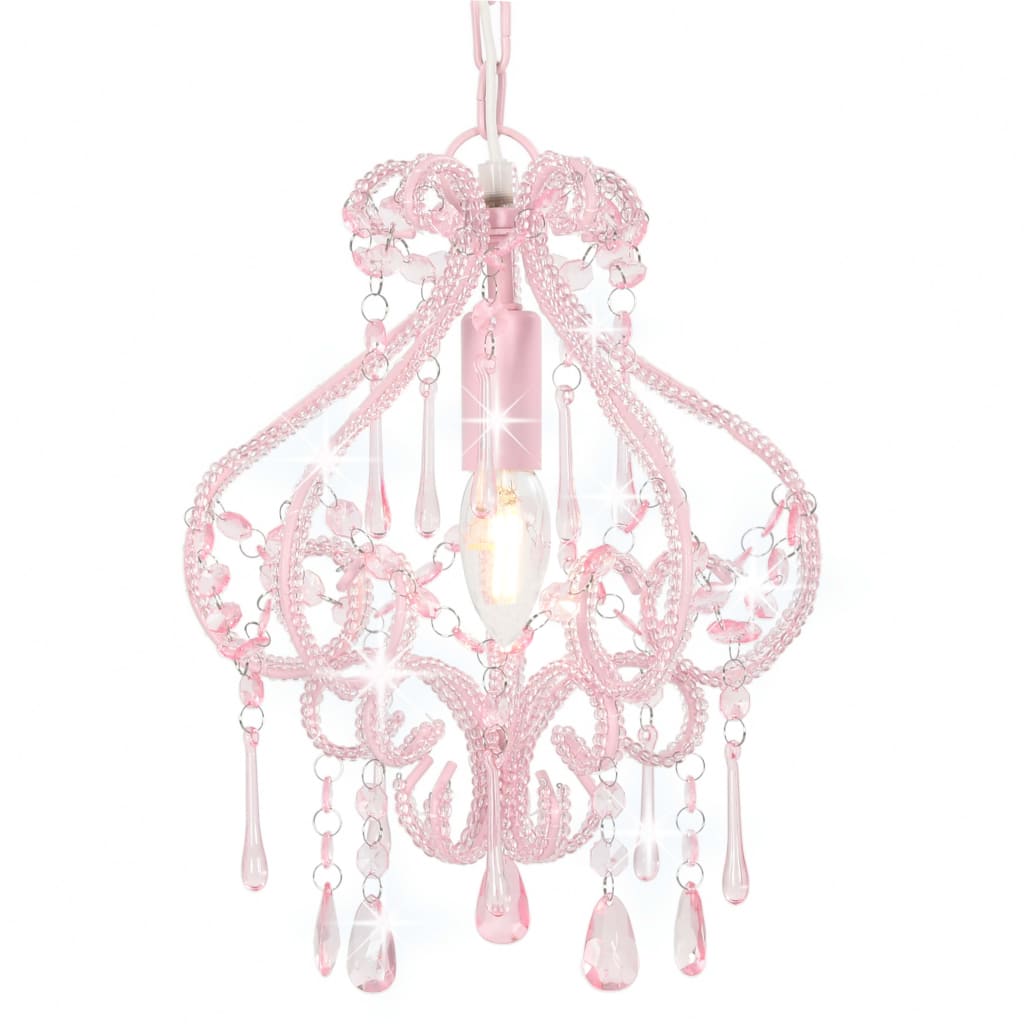 Wandlamp met kralen 2 x E14 roze kopen