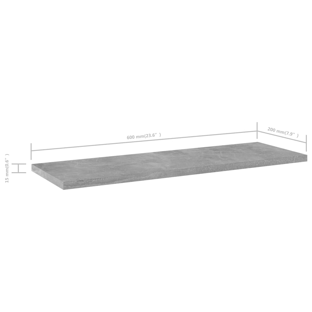 vidaXL Wandschappen 8 st 60x20x1,5 cm spaanplaat betongrijs
