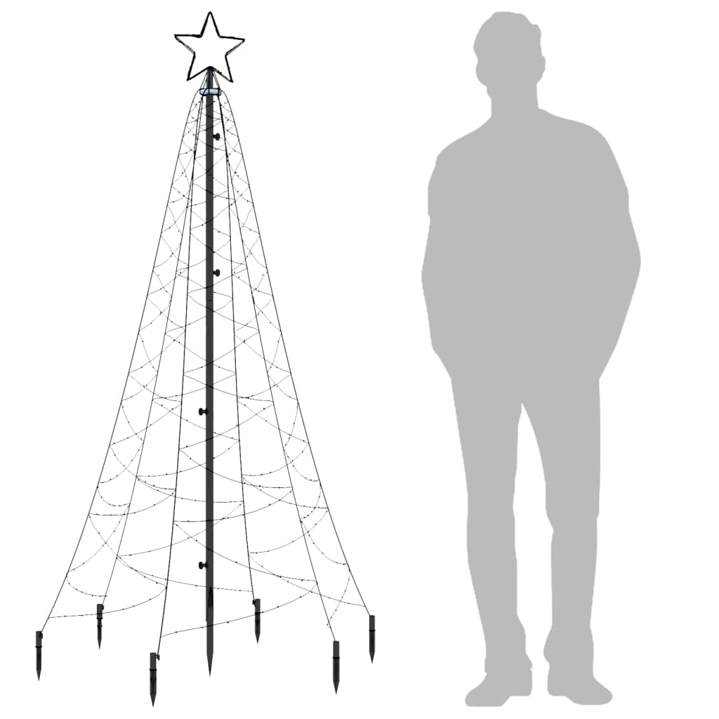 vidaXL Kerstboom met grondpin 200 LED's 180 cm warmwit