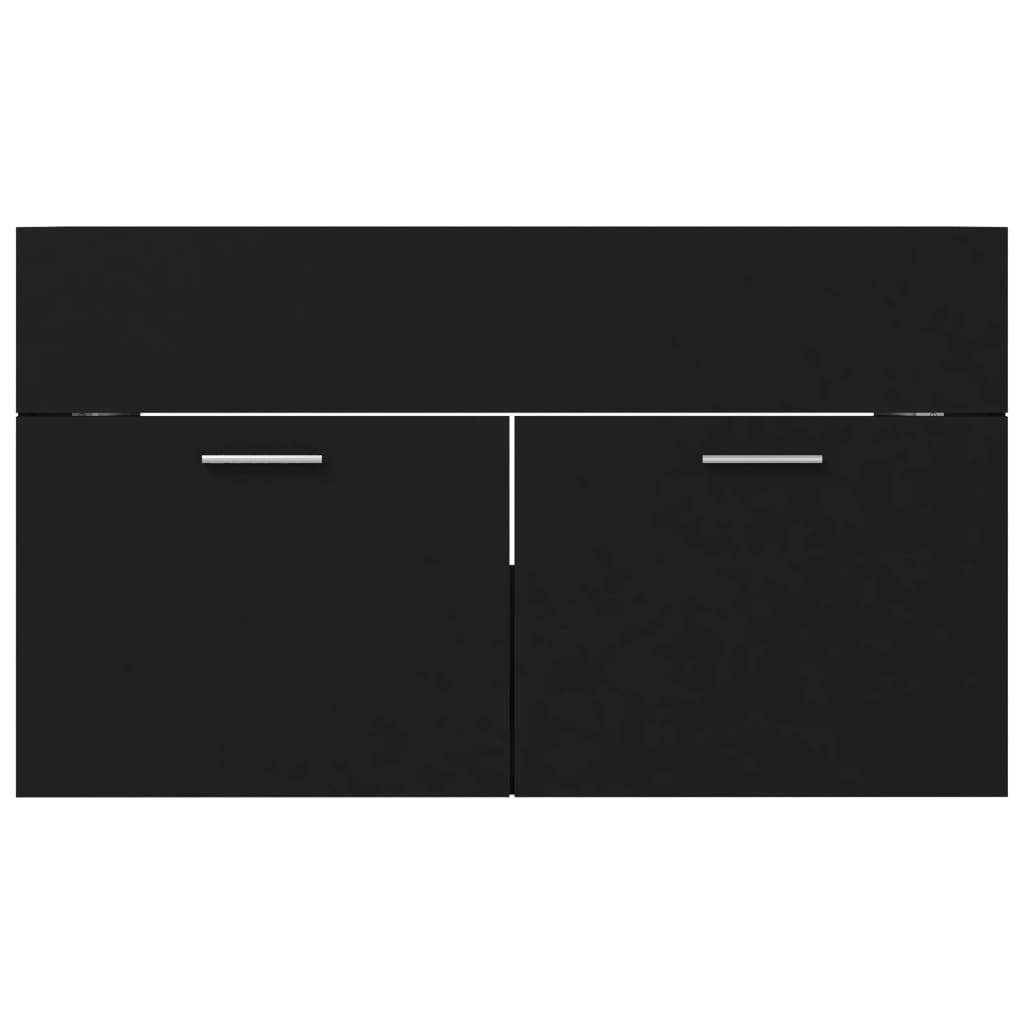 vidaXL Wastafelkast 80x38,5x46 cm spaanplaat zwart