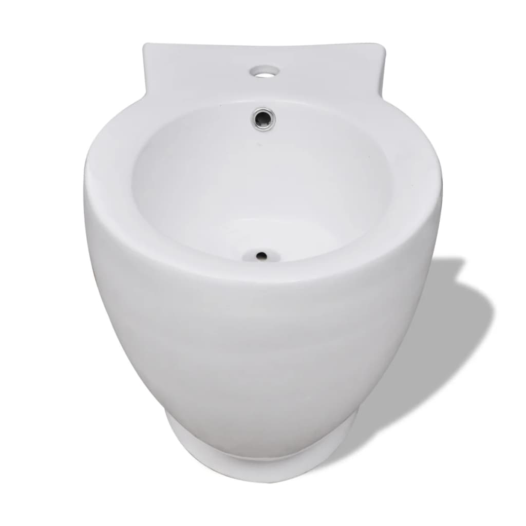 vidaXL Toilet- en bidetset staand keramiek wit