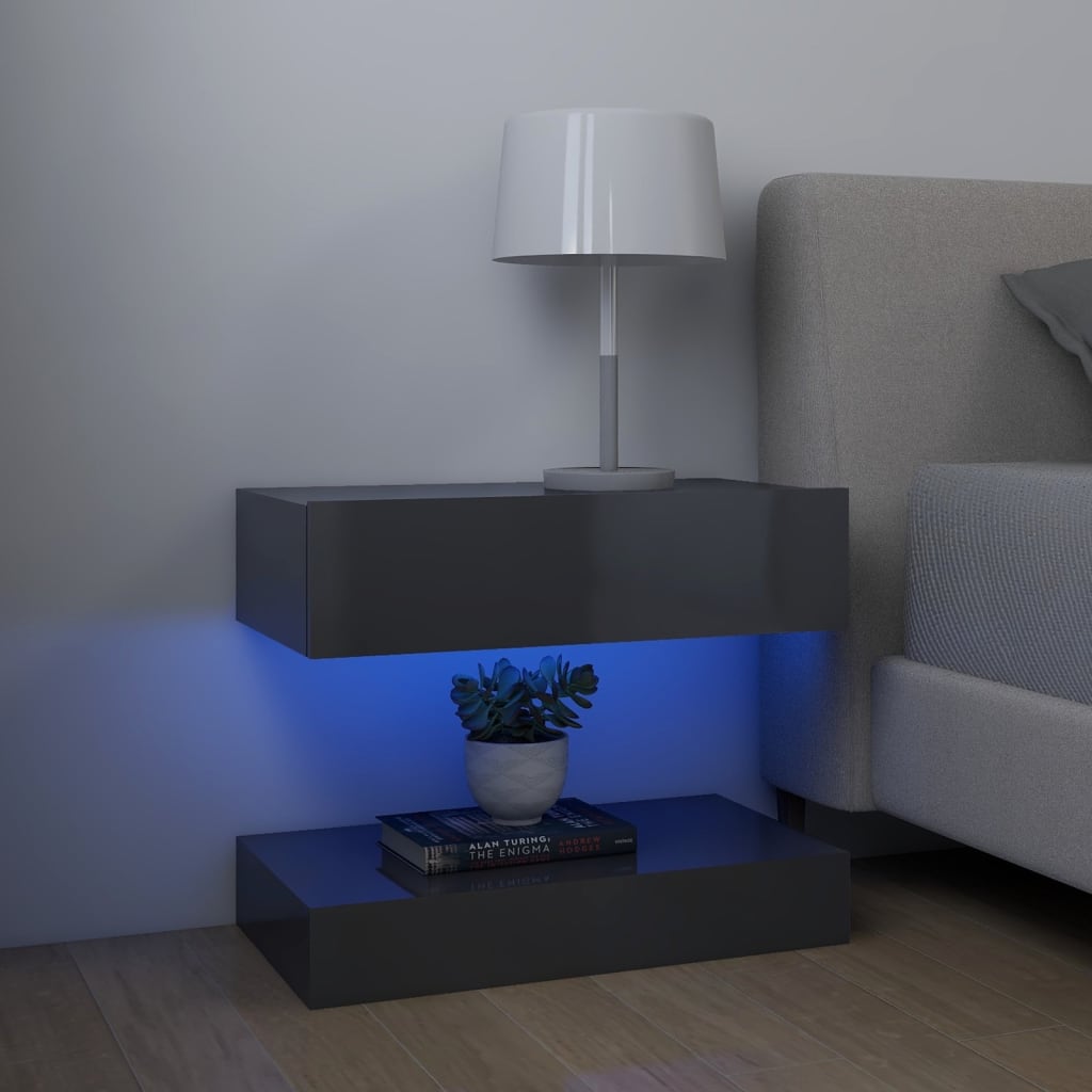 vidaXL Tv-meubel met LED-verlichting 60x35 cm hoogglans grijs