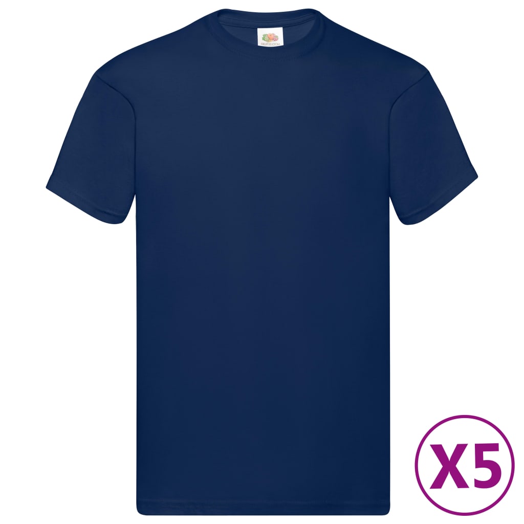 Fruit of the Loom T-shirts Original 5 st 3XL katoen marineblauw