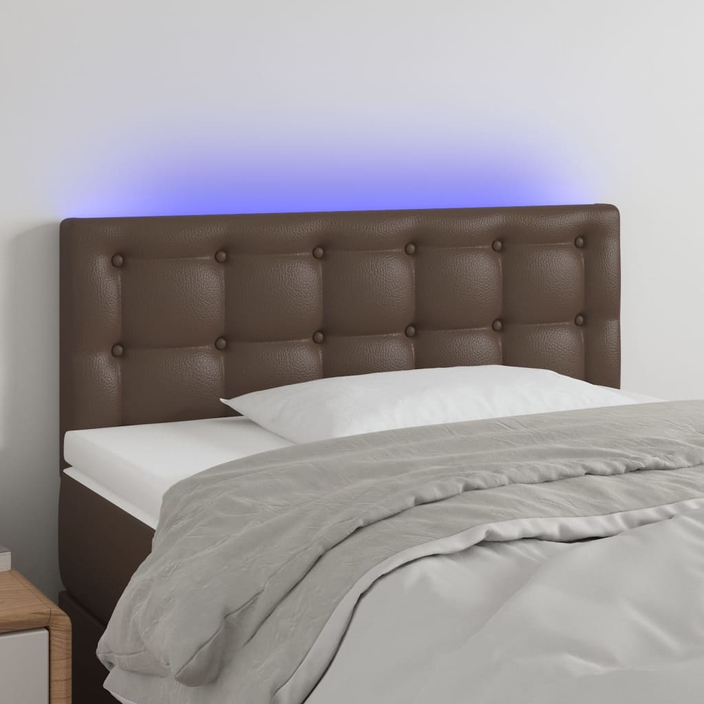 vidaXL Hoofdbord LED 80x5x78/88 cm kunstleer bruin