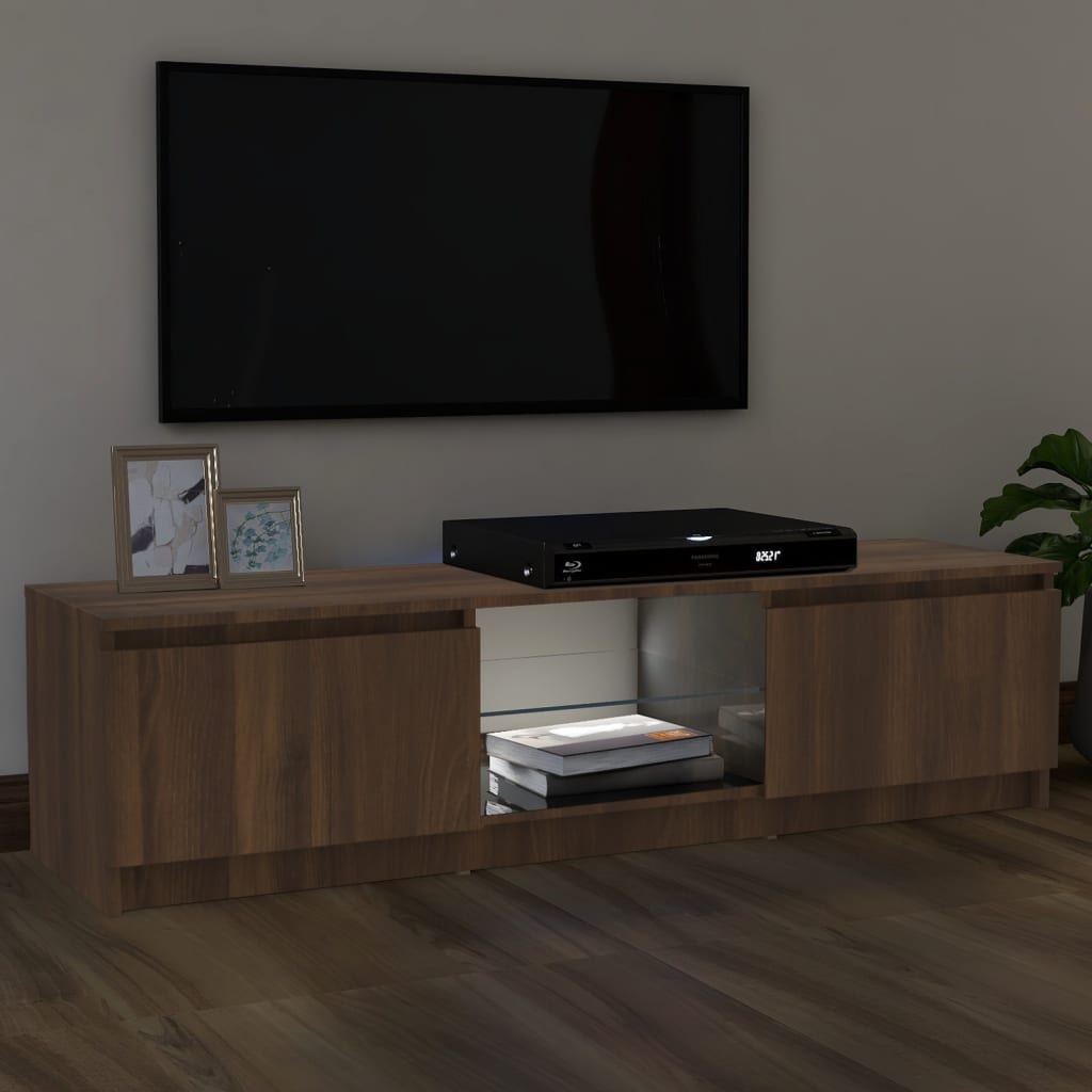 vidaXL Tv-meubel met LED-verlichting 120x30x35,5 cm bruin eikenkleur