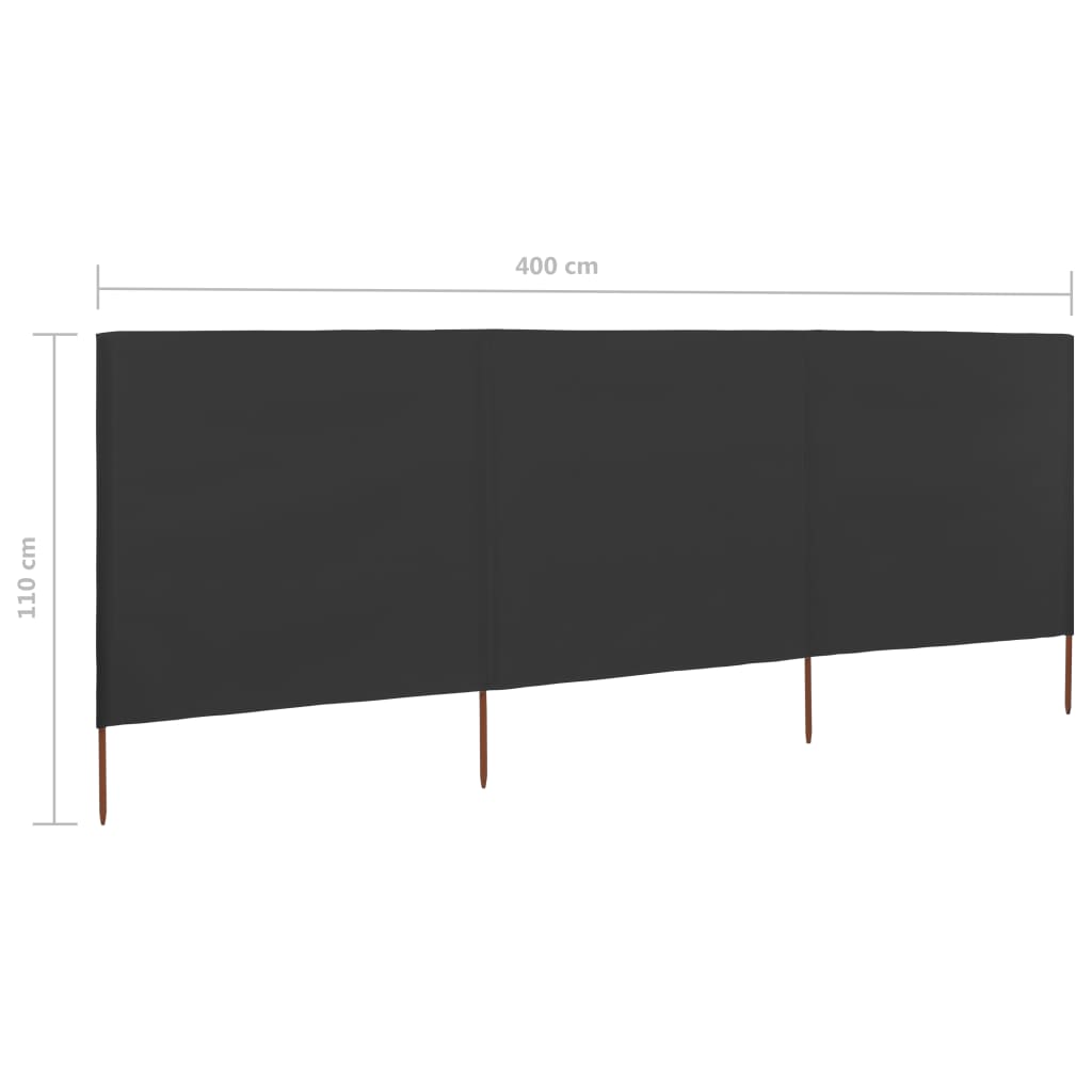 vidaXL Windscherm 3-panelen 400x80 cm stof antraciet