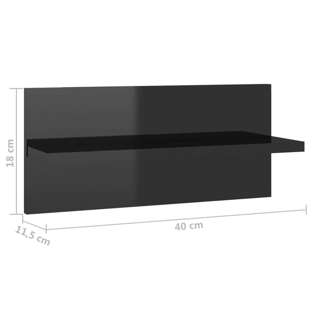 vidaXL Wandschappen 2 st 40x11,5x18 cm hoogglans zwart