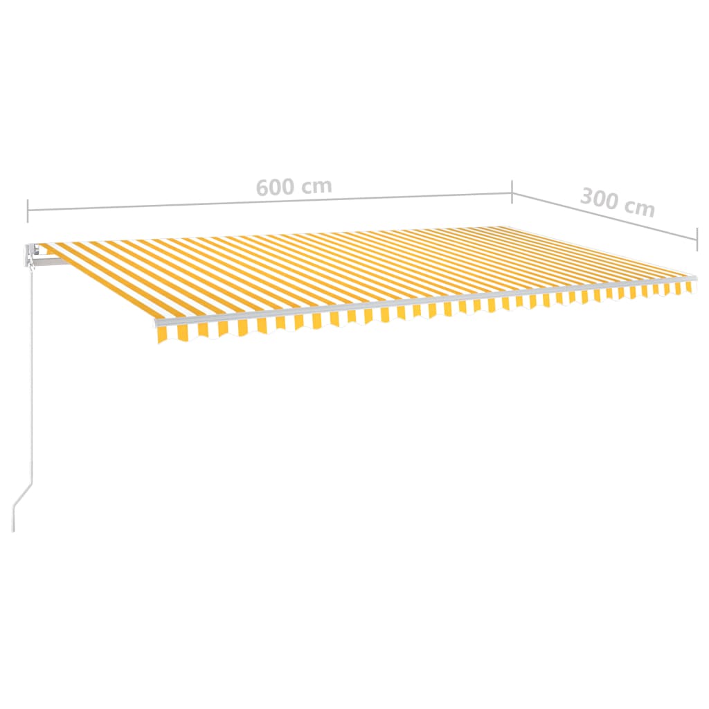 vidaXL Luifel automatisch met LED en windsensor 6x3 m geel en wit