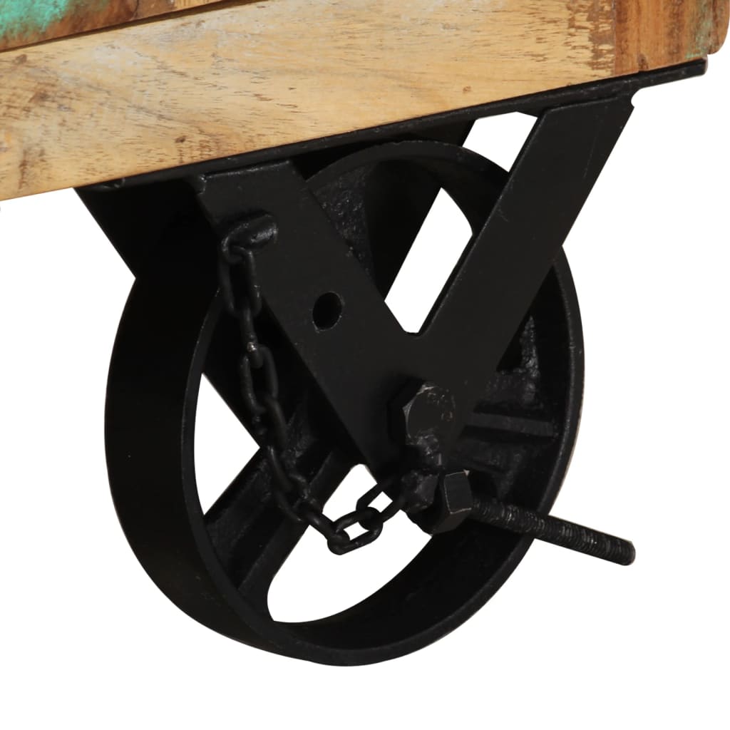 vidaXL Nachtkastje met wieltjes 40x30x57 cm massief gerecycled hout