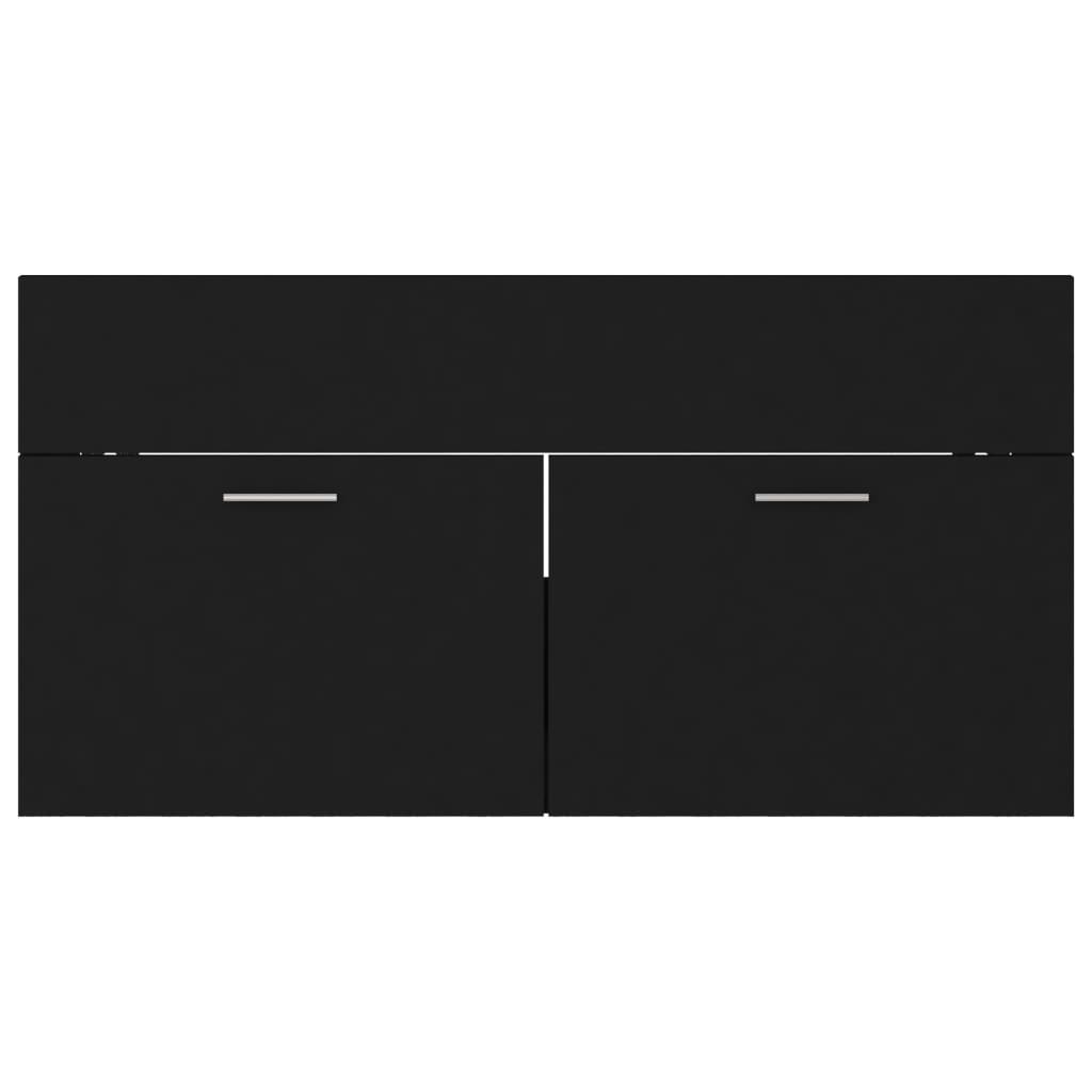 vidaXL Wastafelkast 90x38,5x46 cm spaanplaat zwart