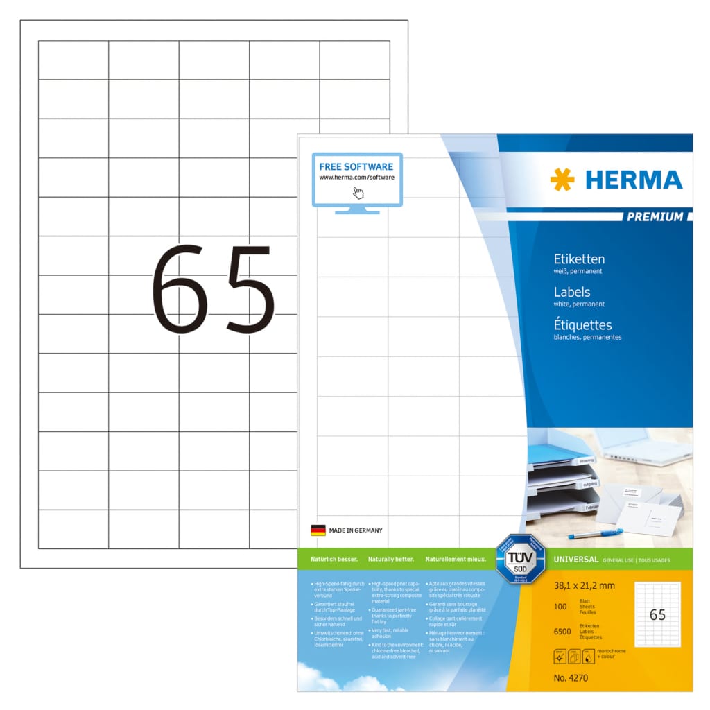 HERMA Etiketten PREMIUM 100 vellen A4 38,1x21,2 mm
