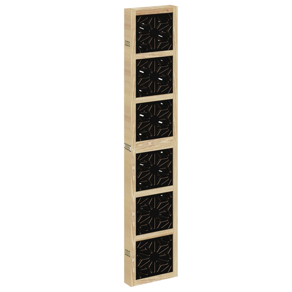 vidaXL Kamerscherm met 6 panelen massief paulowniahout bruin en zwart