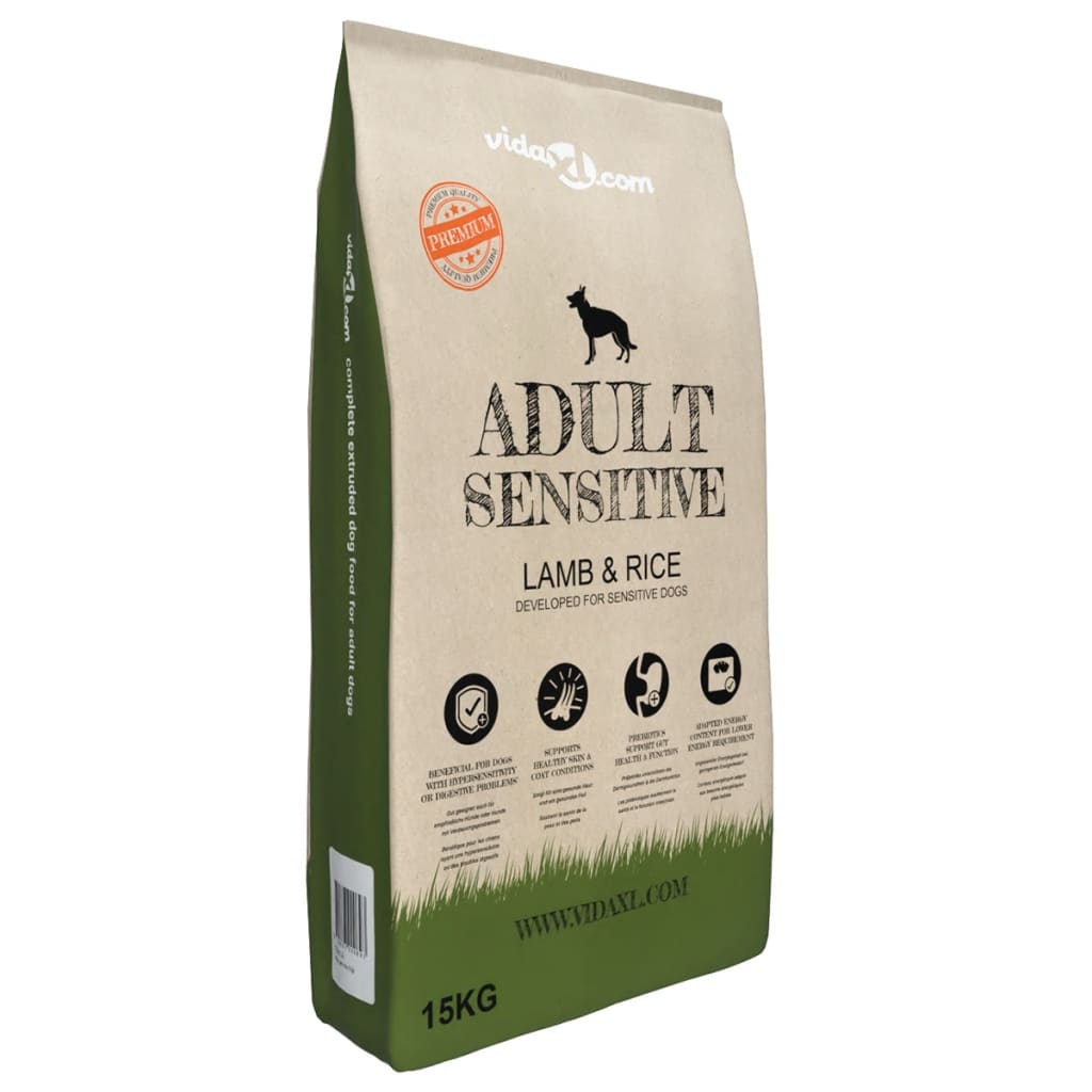 vidaXL Premium hondenvoer droog Adult Sensitive Lamb & Rice 15kg