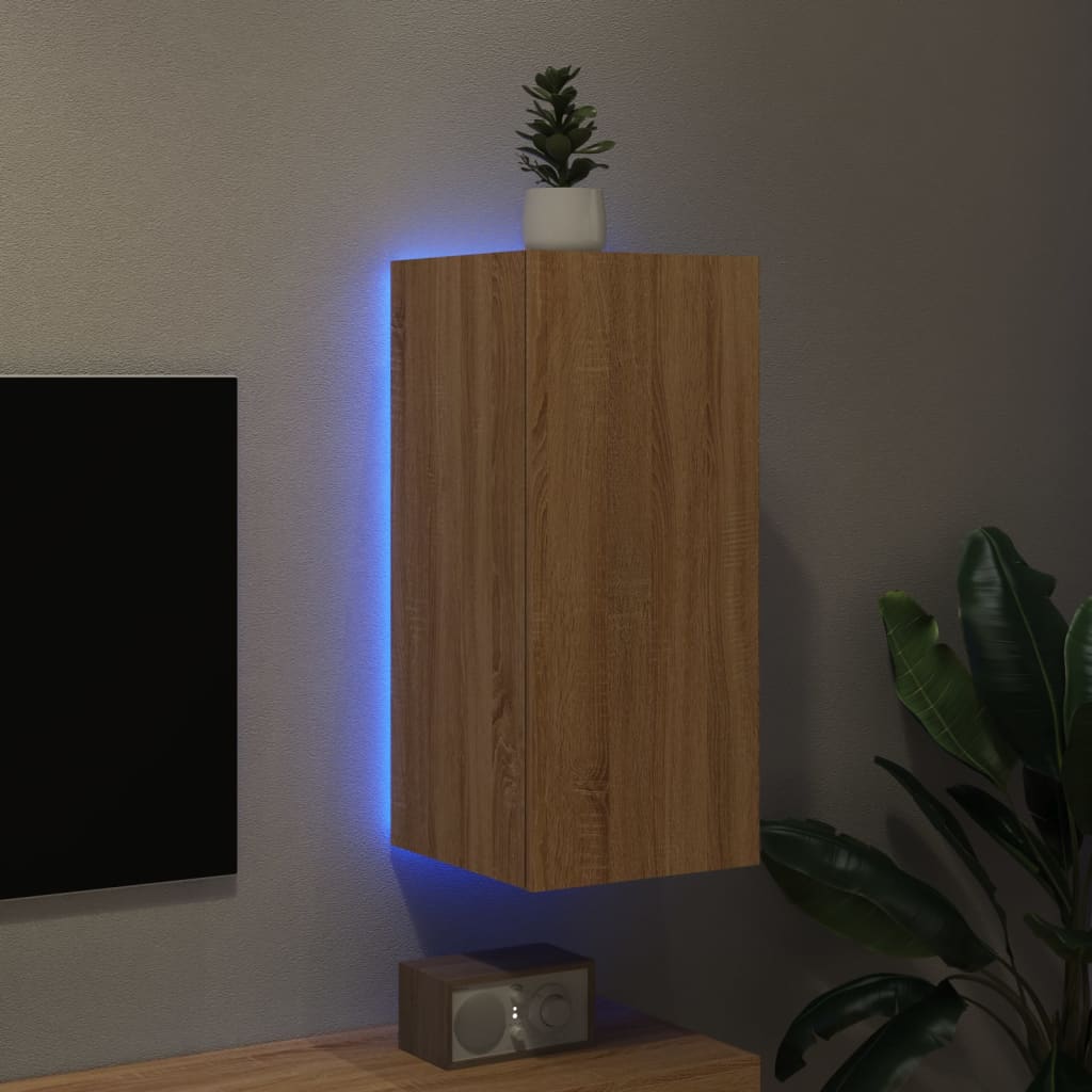 vidaXL Tv-wandmeubel met LED-verlichting 30,5x35x70 cm sonoma eiken