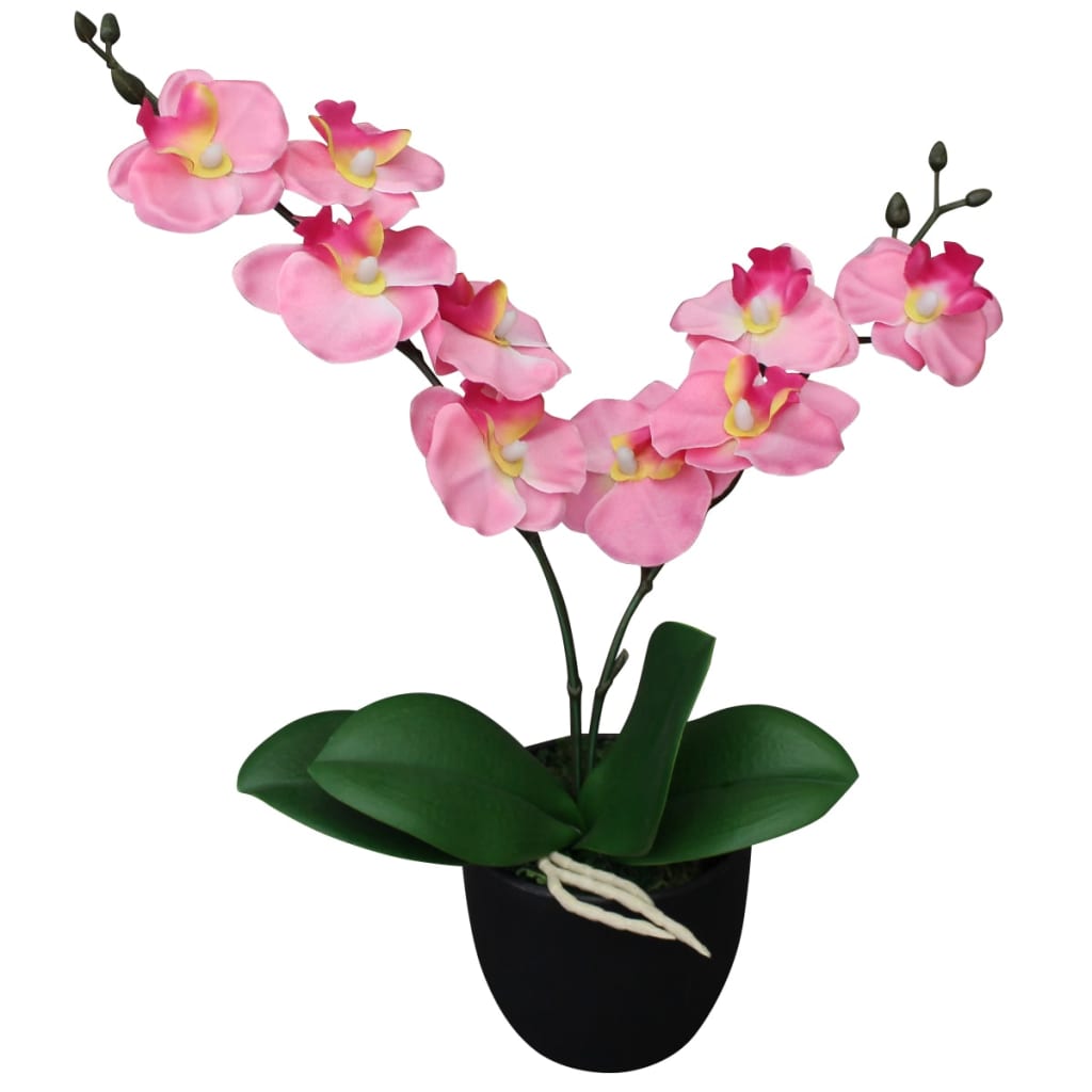 vidaXL Kunst orchidee plant met pot 30 cm roze