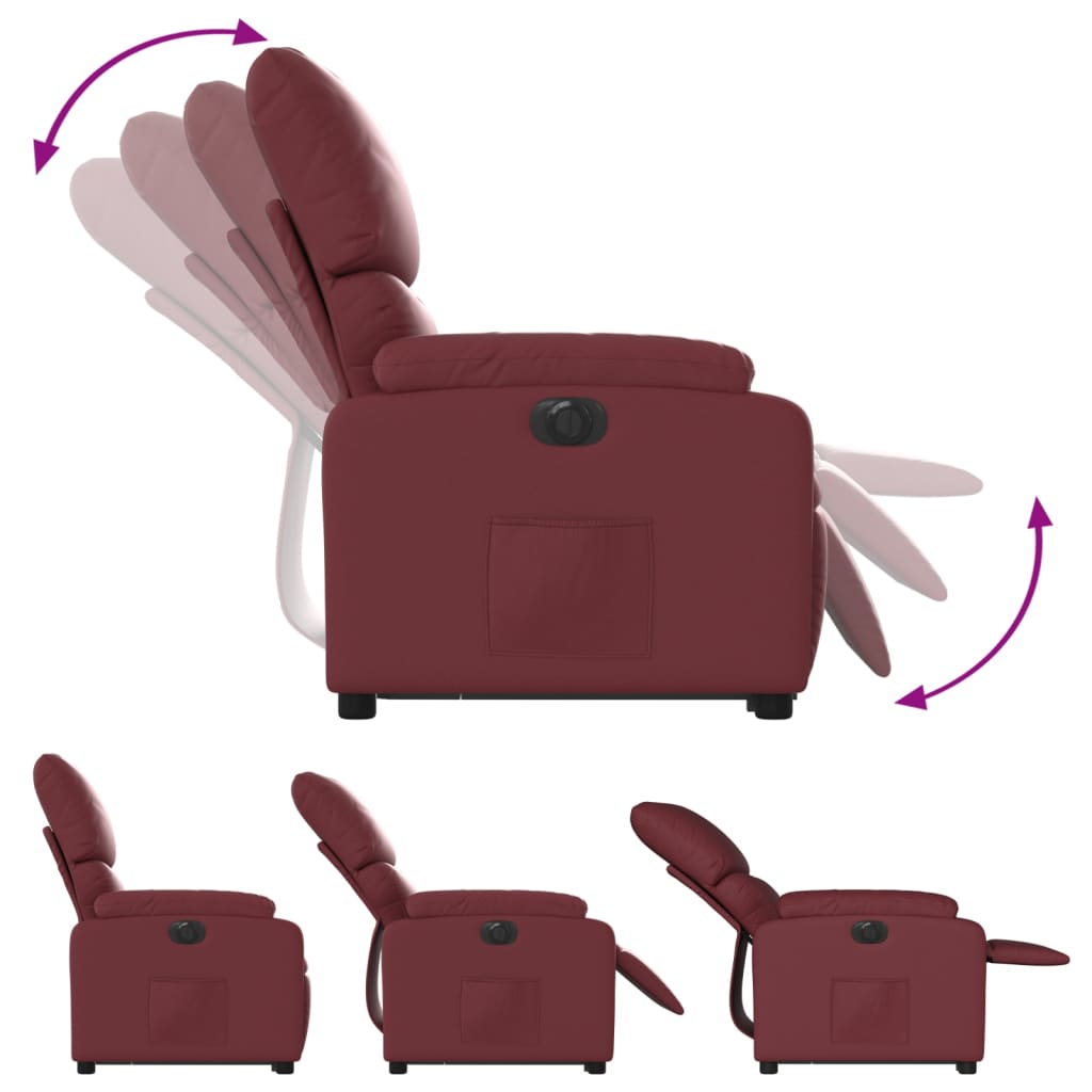 vidaXL Sta-op-stoel elektrisch kunstleer wijnrood