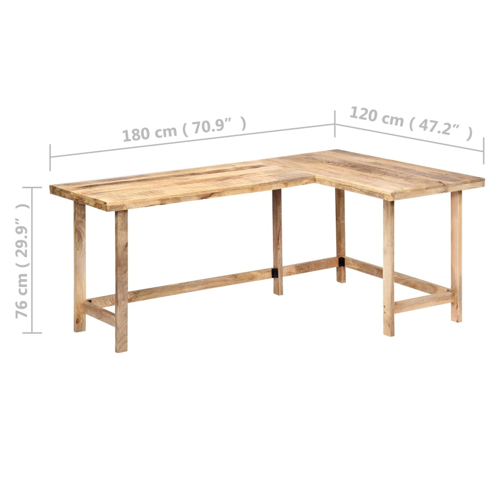 vidaXL Bureau 180x120x76 cm massief mangohout