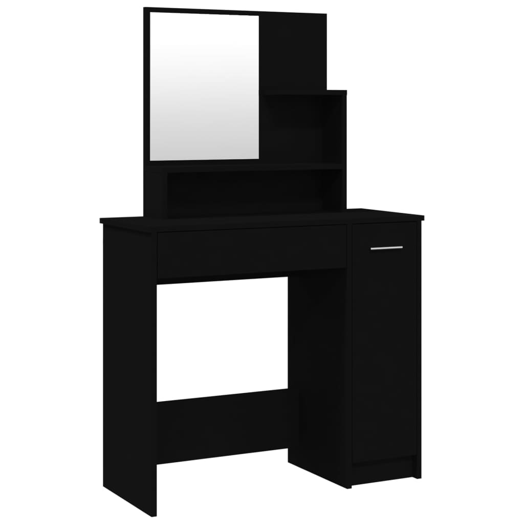vidaXL Kaptafel met spiegel 86,5x35x136 cm zwart