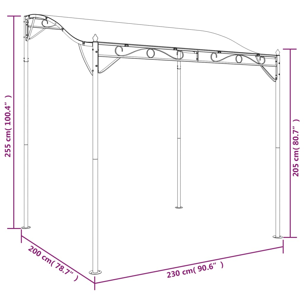 vidaXL Luifel 2x2,3 m 180 g/m² stof en staal taupe
